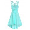 Robe à Bretelle Haute Basse avec Bouton - Bleu clair 3XL