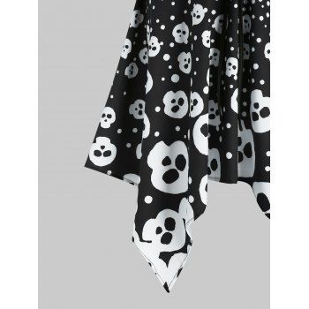 Skull Spotty Lace Up Asymmetrical Cami Dress