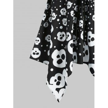 Halloween Skull Spotty Lace Up Asymmetrical Cami Dress