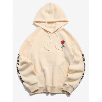 

Rose Letter Graphic Fleece Pullover Hoodie, Light yellow