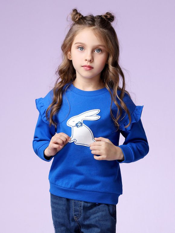 T-shirt Applique Animal à Volants Détaillé - Bleu 170