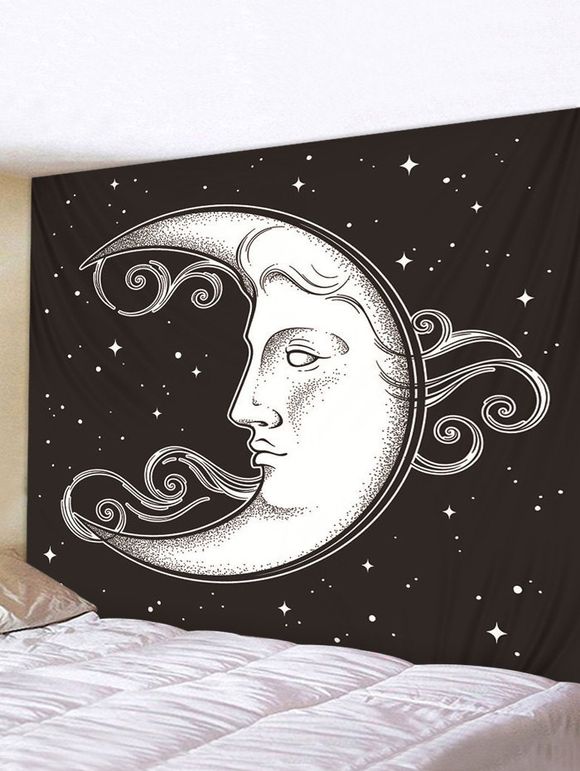 Tapisserie Murale Imperméable Motif Visage de Lune 3D Imprimés - multicolor W91 X L71 INCH