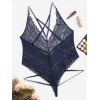Body en Dentelle à Bretelle Croisée de Grande Taille - Bleu profond 2XL