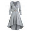 Robe Ligne A Enveloppée Anneau en O à Col V - Gris 2XL