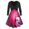 Robe d'Halloween Crâne et Fleur Imprimées Grande-Taille - Noir 2X