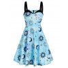 Robe Ligne A Motif de Lune et de Soleil - Bleu Oeuf de Robin L
