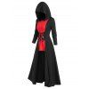 Robe Cape à Capuche Gothique en Deux Couleurs avec Lacets - Noir 2XL