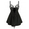 Body Découpé en Dentelle Insérée de Grande Taille à Lacets - Noir 1X