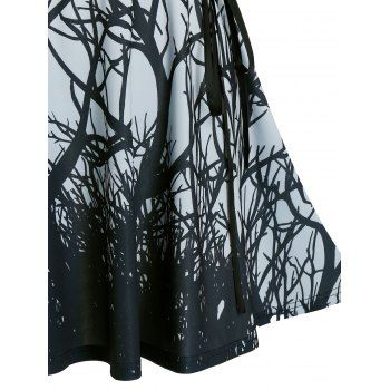 Sleeveless Tree Print Lace-up Mini Dress