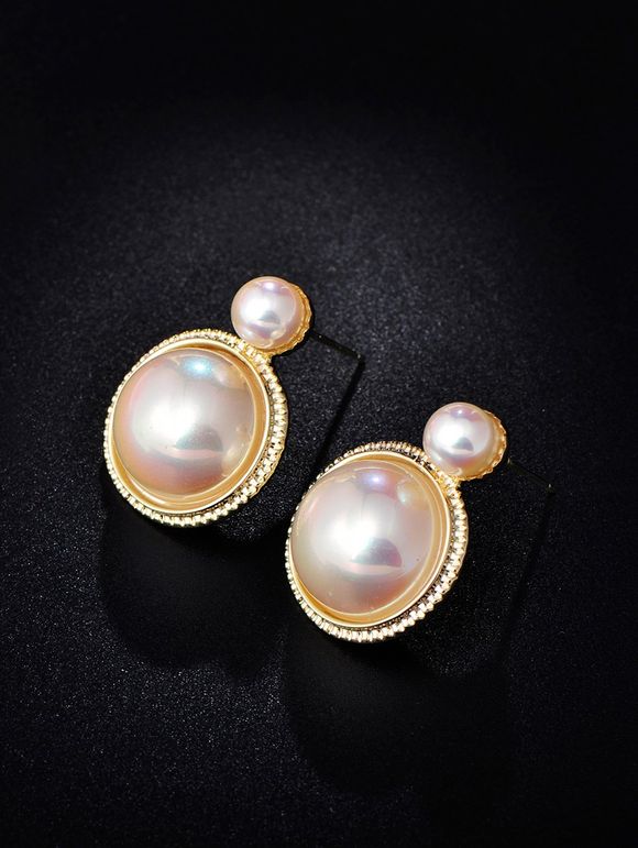 Boucles d'Oreilles Minimaliste en Perles Fantaisies - d'or 