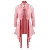 Plus Size Lace Panel Twisted Collarless Asymmetrical Cardigan - FLAMINGO PINK L