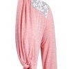 Plus Size Lace Panel Twisted Collarless Asymmetrical Cardigan - FLAMINGO PINK L