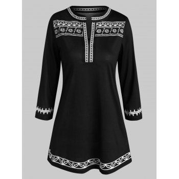 

Ethnic Printed Top, Black