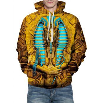 

Ancient Egypt Pharaohs Print Kangaroo Pocket Hoodie, Orange gold