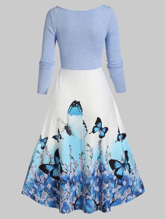 Robe Ligne A à Imprimé Papillon à Taille Haute 2 en 1 - multicolor A M