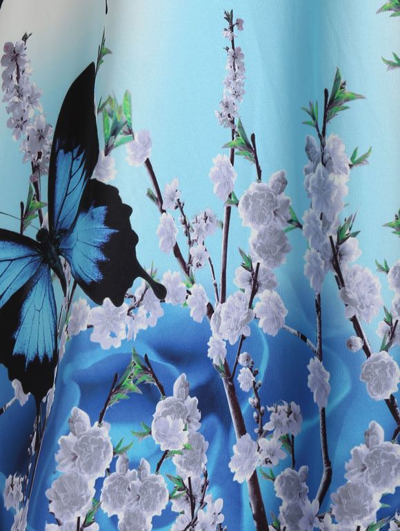 Robe Ligne A à Imprimé Papillon à Taille Haute 2 en 1 - multicolor A M