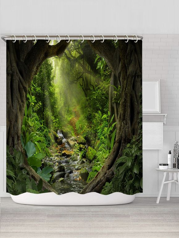 Rideau de Douche Imperméable Motif Forêt Ensoleillée - multicolor W71 X L71 INCH