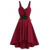 Robe Haute Basse Nouée Détaillé sans Manches à Lacets - Rouge Vineux L