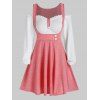 Robe Fausse Deux Pièces Contrastante à Épaule Dénudée - multicolor A L