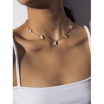 

Chain Butterfly Collarbone Necklace, Golden