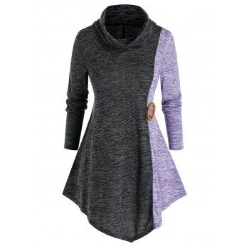 

Plus Size Space Dye Bicolor Long Sleeve Tee, Ash gray