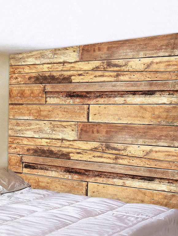 Tapisserie Imperméable à Imprimé Planches en Bois 3D - multicolor W59 X L51 INCH