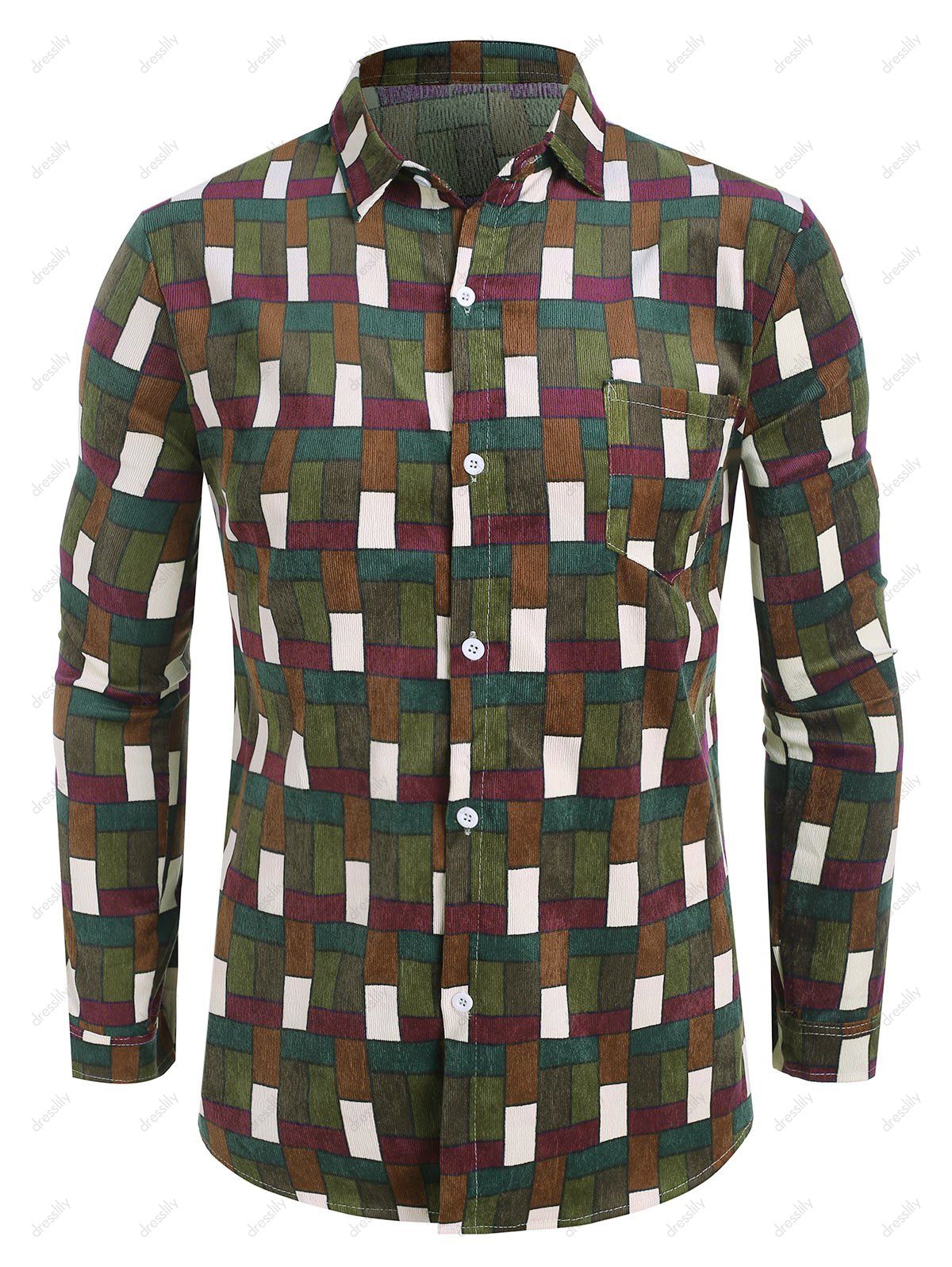 colorblock button up shirt