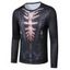 Halloween Skeleton Faux Hoodie Pattern Slim Fit T Shirt - BLACK 2XL