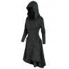 Robe à Capuche Haute Basse Teintée Imprimée à Lacets - Gris Carbone 2XL