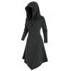 Robe Mi-Longue Chinée à Capuche à Ourlet Pointu à Lacets - Cendre gris M