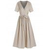 Robe Superposée Ceinturée Détaillée - café lumière 2XL