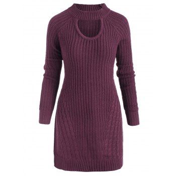

Plus Size Keyhole Raglan Sleeve Cable Knit Sweater, Concord