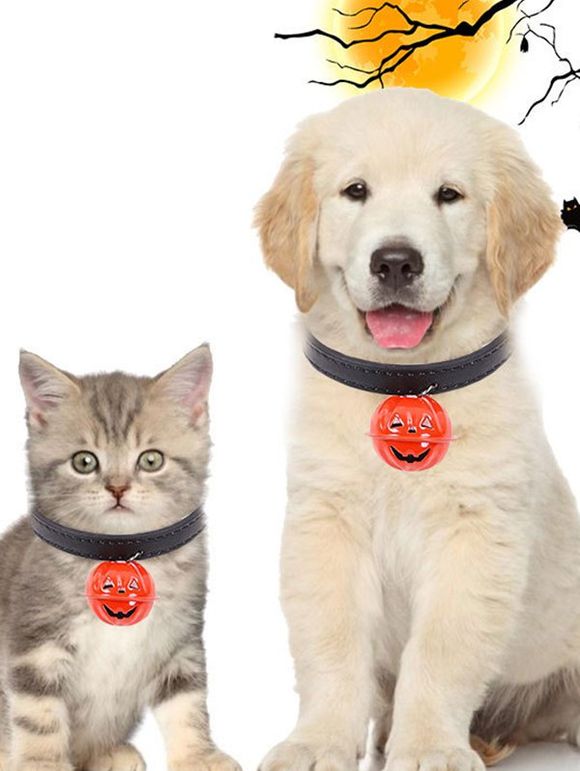 Halloween Pumpkin Bell Pet Collar - multicolor A 