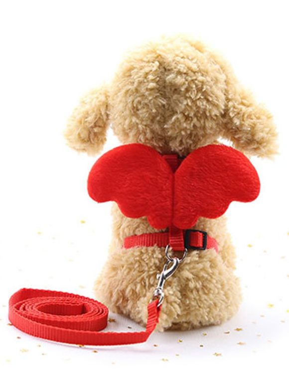 Laisse de Chien en Corde avec Ailes d'Ange pour Animaux - Rouge 