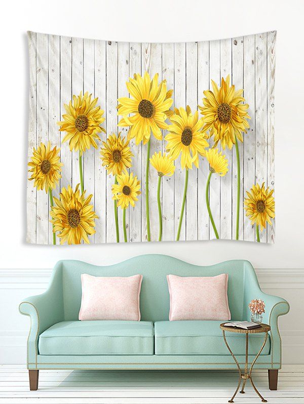 [26 OFF] 2020 Sunflower Printed Wall Hanging Tapestry In BRIGHT YELLOW DressLily