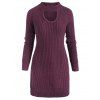 Plus Size Keyhole Raglan Sleeve Cable Knit Sweater - CONCORD XL
