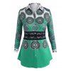 Chemise Boutonnée Tribale Imprimé de Grande Taille - Vert 1X