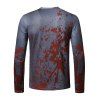 Halloween 3D Skeleton Print Crew Neck Slim T Shirt - GRAY XL