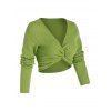 Ribbed Front Twist Short Sweater - PISTACHIO GREEN 3XL