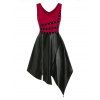 Robe Asymétrique Gothique sans Manches à Col V avec Œillets - Rouge XL