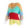 Plus Size Colorblock Drop Shoulder Frayed Detail Sweater - multicolor 5X