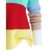 Plus Size Colorblock Drop Shoulder Frayed Detail Sweater - multicolor 5X