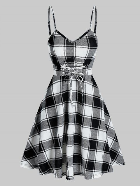 plaid mini slip dress