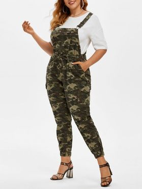 Plus Size Camouflage Print Overall Jumpsuit
