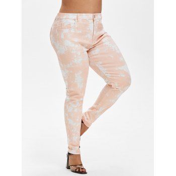 

Plus Size Acid Wash Pocket High Rise Jeans, Light orange