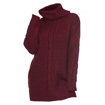 Image of Plus Size Turtleneck Cable Knit Sweater Dress