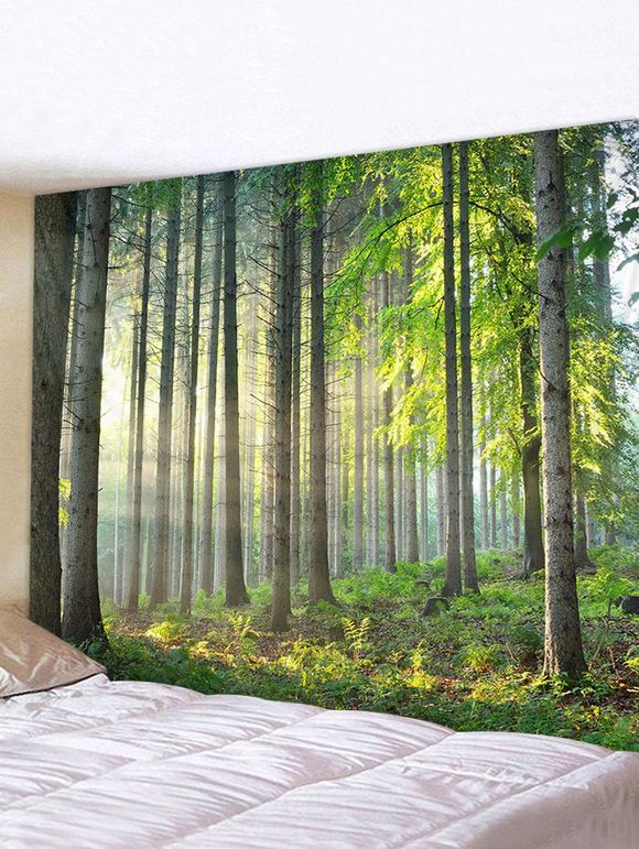 Tapisserie Murale Imperméable Forêt Ensoleillée 3D Imprimés - multicolor W59 X L51 INCH