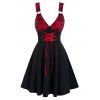 Robe Gothique Bicolore Motif de Crâne avec Lacets - Noir 2XL