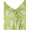 Feather Pattern Buttons Drawstring A Line Dress - AVOCADO GREEN 3XL