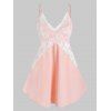 Ensemble de Body Lingerie à Bretelle en Dentelle Insérée de Grande Taille - Rose Flamant 5X